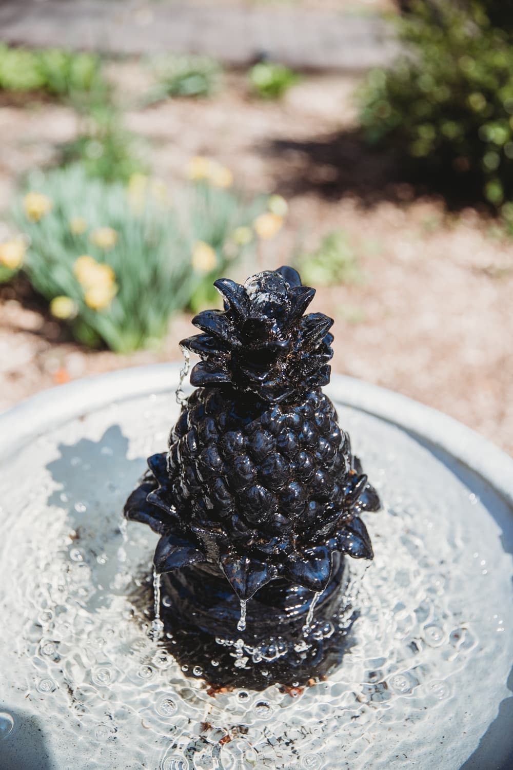 black pineapple water fountain